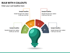 Bulb with 4 Callouts PPT slide 2