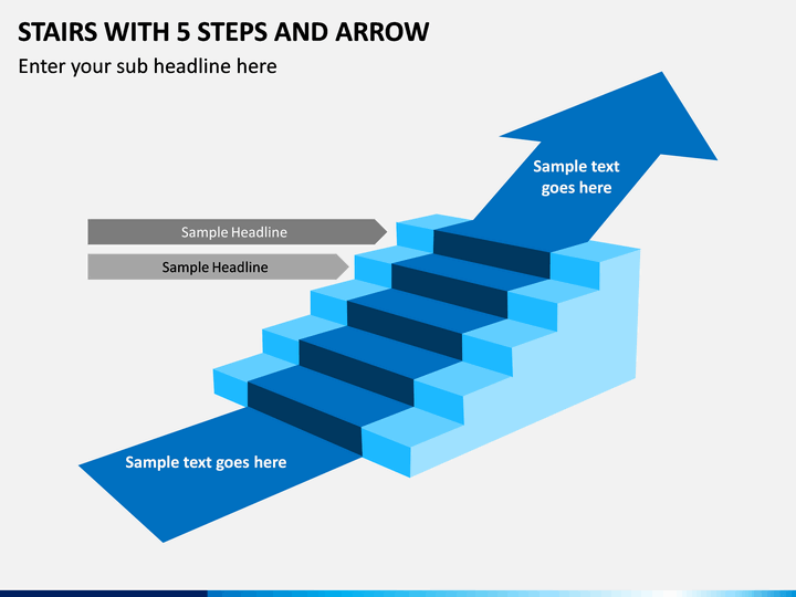 Stairs with 5 Steps and Arrow PPT slide 1