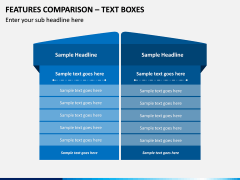 Features Comparison – Text Boxes PPT slide 1