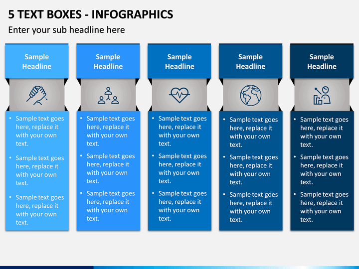 5 Text Boxes - Infographics PPT slide 1