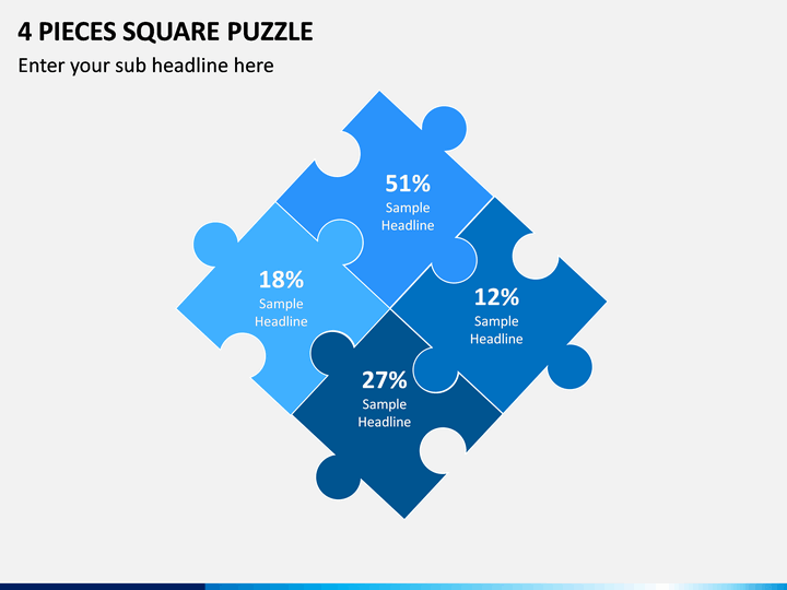 4 Pieces Square Puzzle PPT Slide 1