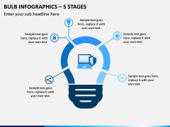 Bulb Infographics – 5 Stages PPT slide 1