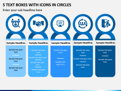 5 Text Boxes with Icons in Circles PPT slide 1