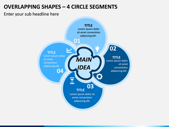 Overlapping Shapes – 4 Circle Segments PPT Slide 1