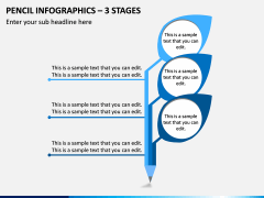 Pencil Infographics – 3 Stages PPT Slide 1