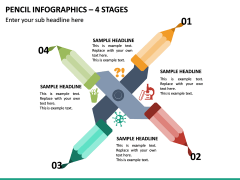 Pencil Infographics – 4 Stages PPT Slide 2