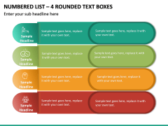 Numbered List – 4 Rounded Text Boxes PPT slide 2