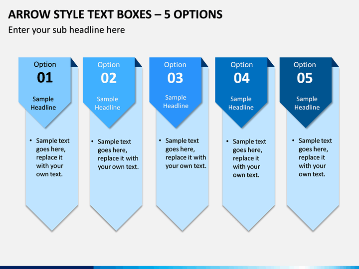 Arrow Style Text Boxes – 5 Options PPT slide 1
