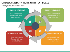 Circular Steps – 4 Parts With Text Boxes PPT Slide 2