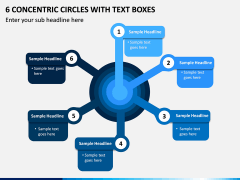 6 Concentric Circles with Text Boxes PPT slide 1