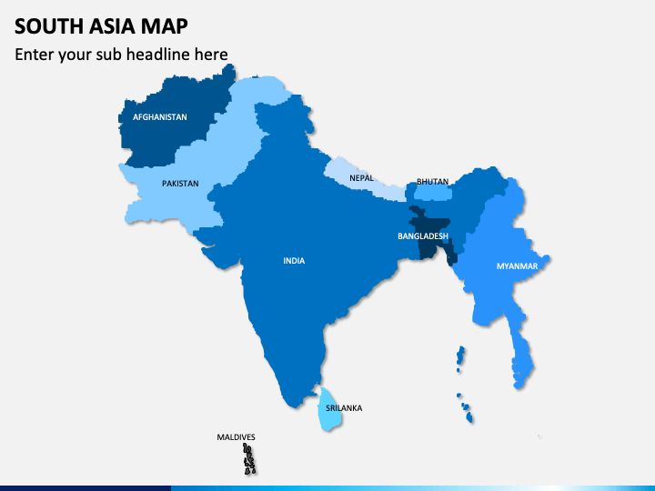 Elegant India Bhutan Bangladesh Map PowerPoint Template