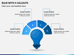 Bulb with 4 Callouts PPT slide 1