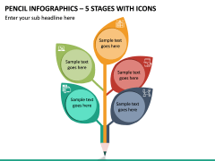 Pencil Infographics – 5 Stages with Icons PPT slide 2