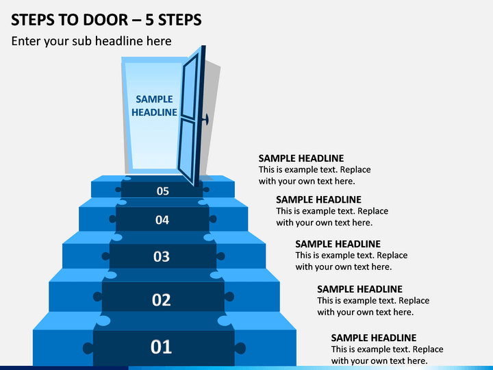 Steps To Door – 5 Steps PPT Slide 1