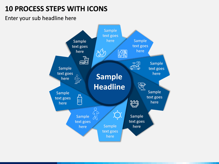 10 Process Steps with Icons PPT slide 1