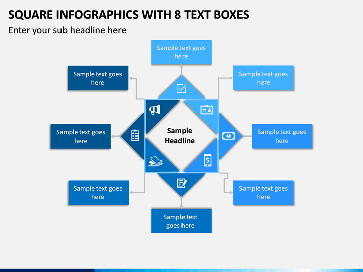 Square Infographics with 8 Text Boxes PPT slide 1