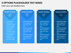 4 Options Placeholder Text Boxes PPT slide 1