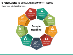 9 Pentagons in Circular Flow with Icons PPT slide 2