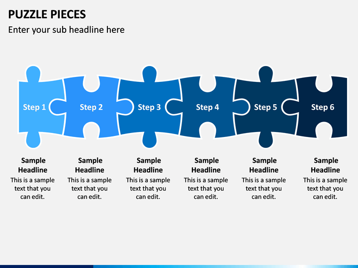 6 Pieces Jigsaw Strategy Puzzle PowerPoint Template