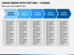 Linear Arrow With Text Box – 5 Stages PPT Slide 1