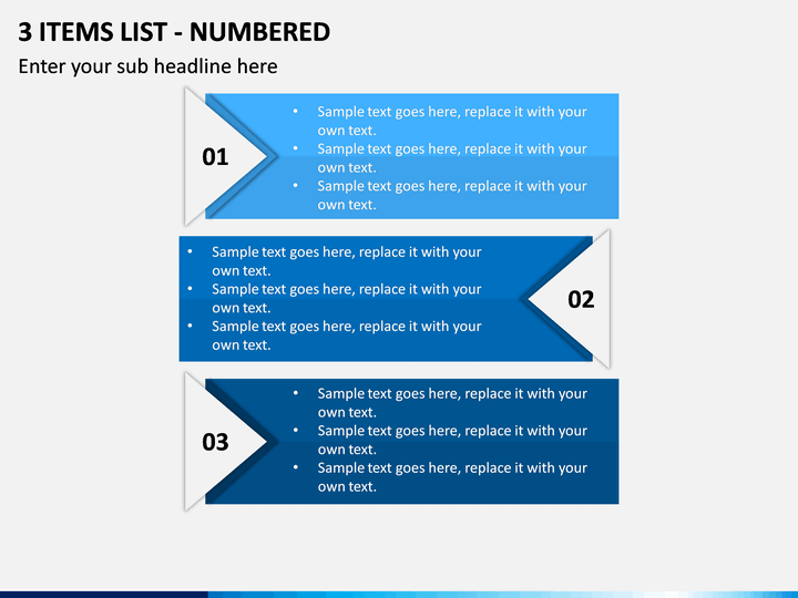 3 Items List - Numbered PPT slide 1