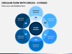 Circular Flow with Circles – 6 Stages PPT slide 1