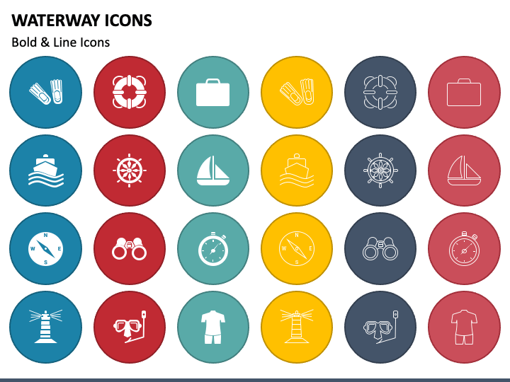 Waterway Icons PowerPoint Slide 1