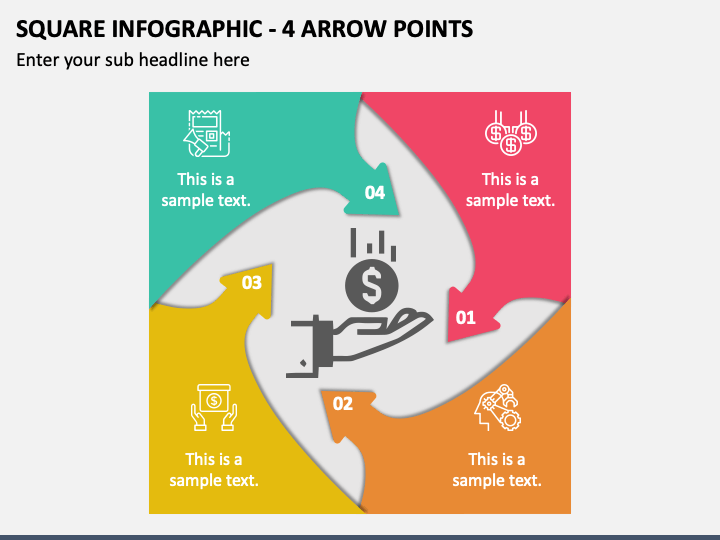 Square Infographic - 4 Arrow Points PPT Slide 1