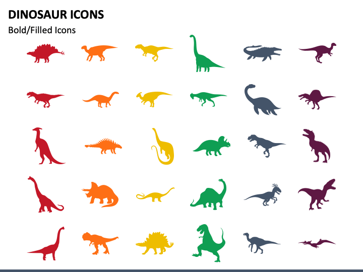 Dinosaur Icons PPT Slide 1