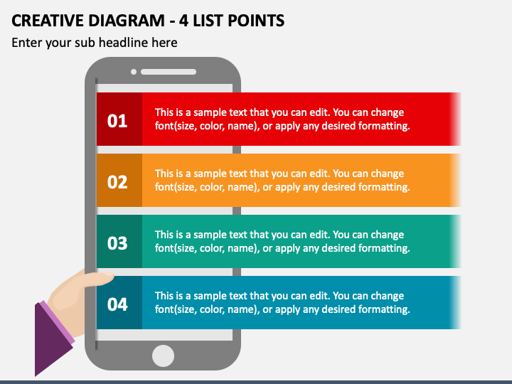 Creative Diagram - 4 List Points PPT Slide 1