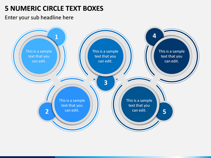 5 Numeric Circle Text Boxes PPT Slide 1