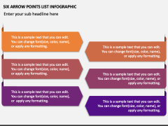 Six Arrow Points List Infographic PPT Slide 1