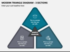 Modern Triangle Diagram - 3 Sections PPT Slide 1