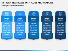 5 Stylish Text Boxes with Icons and Headline PPT Slide 2