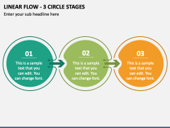 Linear Flow - 3 Circle Stages PPT Slide 1