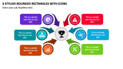 6 Stylish Rounded Rectangles with Icons PPT Slide 1