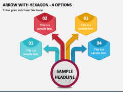 Arrow with Hexagon - 4 Options PPT Slide 1