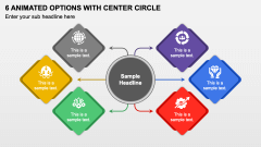 6 Animated Options with Center Circle PPT Slide 1