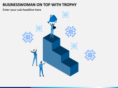 Businesswoman On Top With Trophy PPT Slide 1