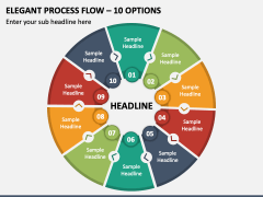 Elegant Process Flow - 10 Options PPT Slide 1