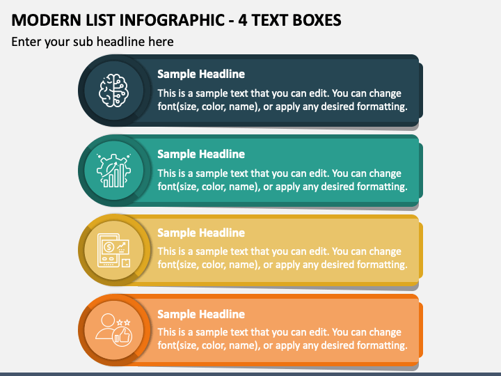 Modern List Infographic - 4 Text Boxes PPT Slide 1