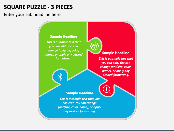 Square Puzzle - 3 Pieces PPT Slide 1