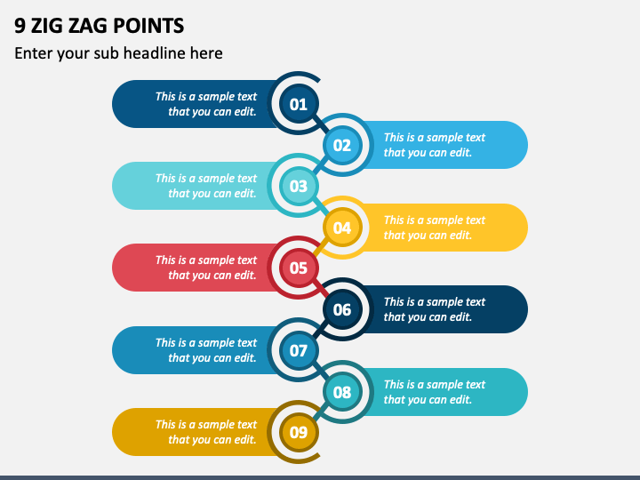 9 Zig Zag Points PowerPoint Template and Google Slides Theme