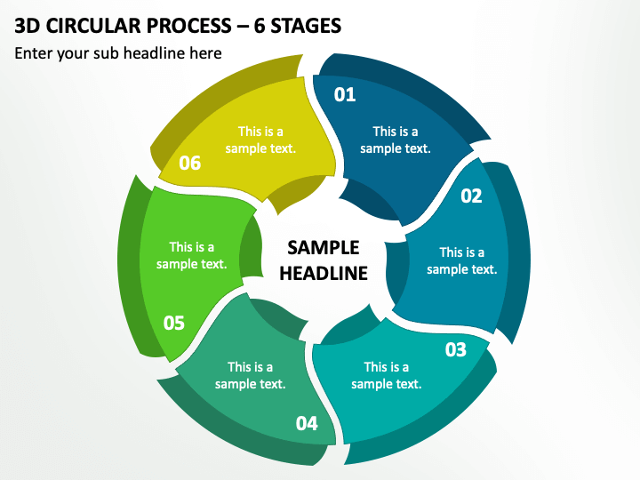 3D Circular Process - 6 Stages PPT Slide 2