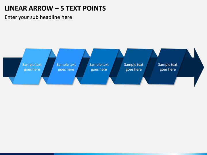 Linear Arrow - 5 Text Points PPT Slide 1