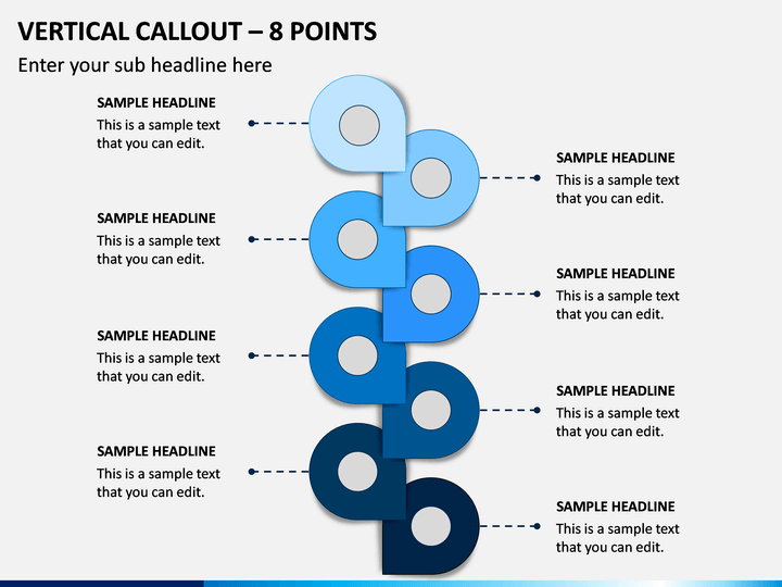 Vertical Callout - 8 Points PPT Slide 1