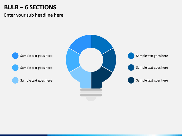 Bulb – 6 Sections PPT Slide 1