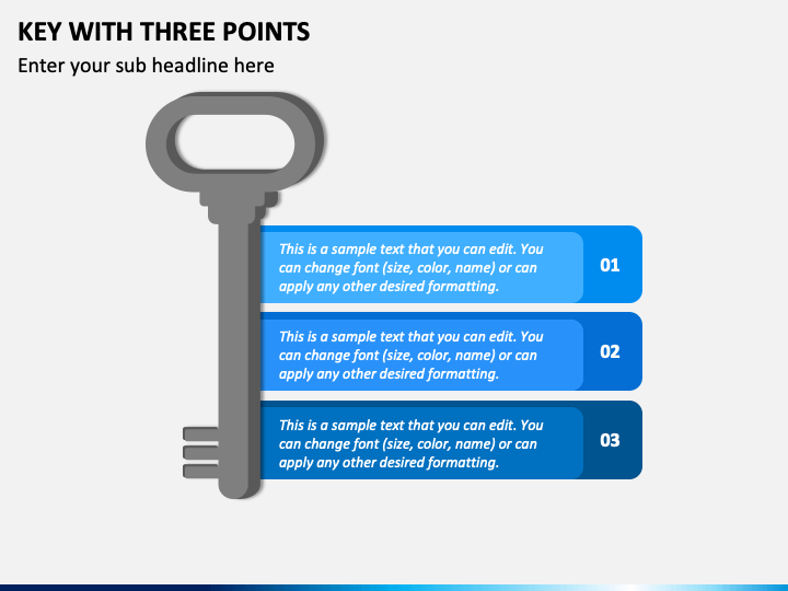 Key with Three Points PowerPoint Template and Google Slides Theme