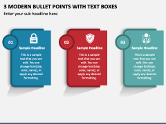 3 Modern Bullet Points with Text Boxes PPT Slide 1