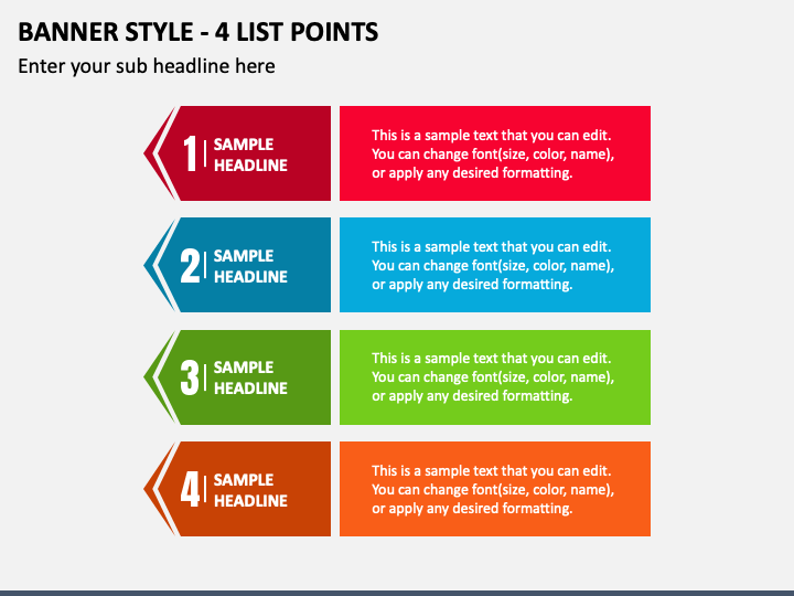 Banner Style - 4 List Points PPT Slide 1